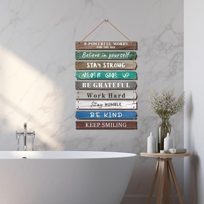 Wooden Inspirational Positive Quotes Sign, 1 Count Vintage Wooden Inspirational Positive Quotes Wall Art, Wall Decor for Home Bathroom Office Farmhouse