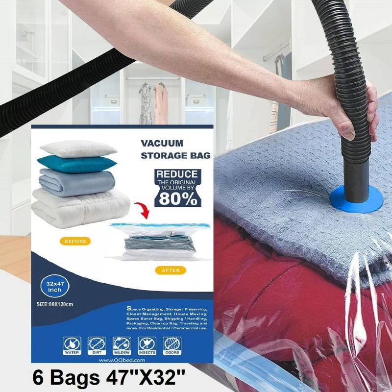 6 PACK Jumbo Extra Large Space Saver Vacuum Seal Storage Bag Strong Organizer XL