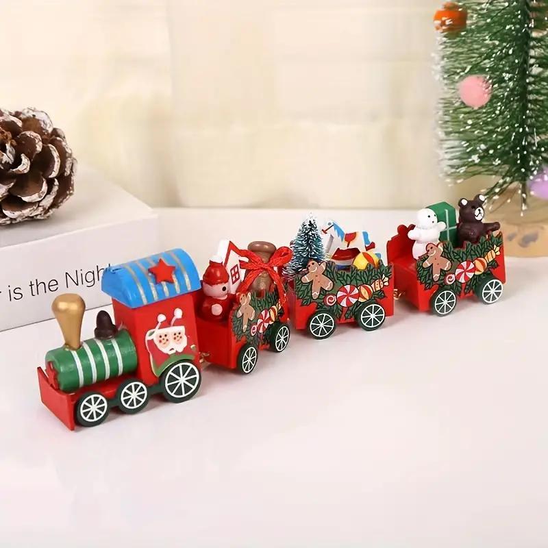 Wooden Christmas Train Decoration, 1 Count Christmas Train Ornament, Desktop Decoration for Home Party Festival, Christmas Decoration Supplies