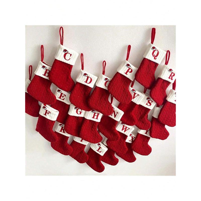 Knit Monogram Christmas Stockings,Christmas Stockings Small Xmas English Letters Hanging Stockings Christmas Socks Double Sided Fireplace Hanging Stockings for Christmas Party Decoration New Year Party Gift Favors Supplies,Family Holiday Xmas Party Decor