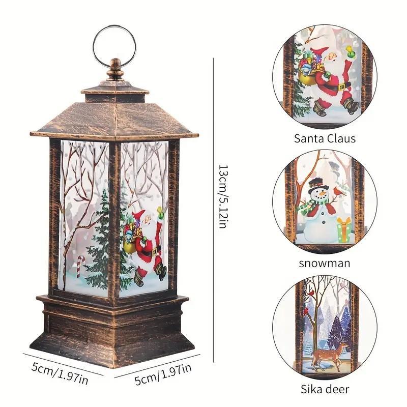 Christmas Themed Lantern (3 Counts set), Battery Powered Rotating Twinkling Lantern, Tabletop Decoration for Home Party Festival