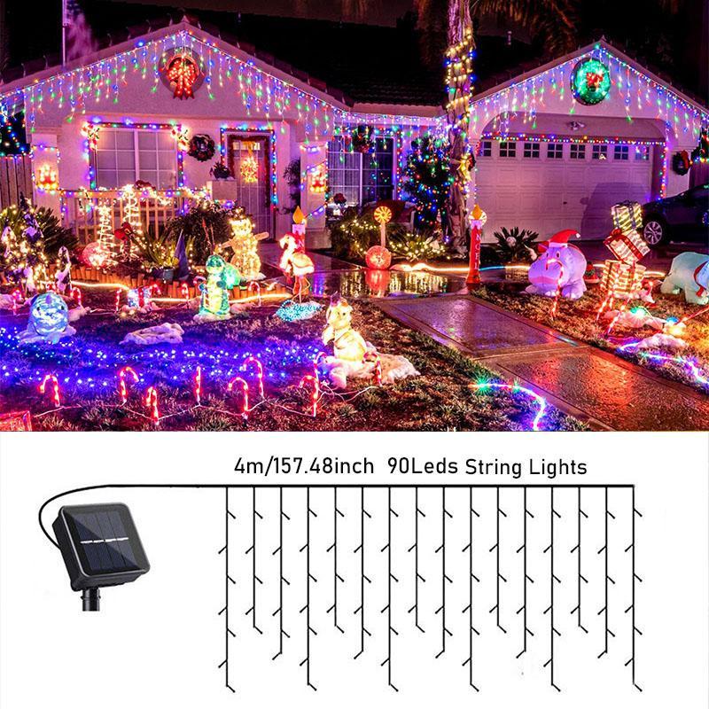 Outdoor Christmas Light, Rechargeable Decorative Light with 8 Modes, Waterproof LED String Light for House Holiday Decor Wedding