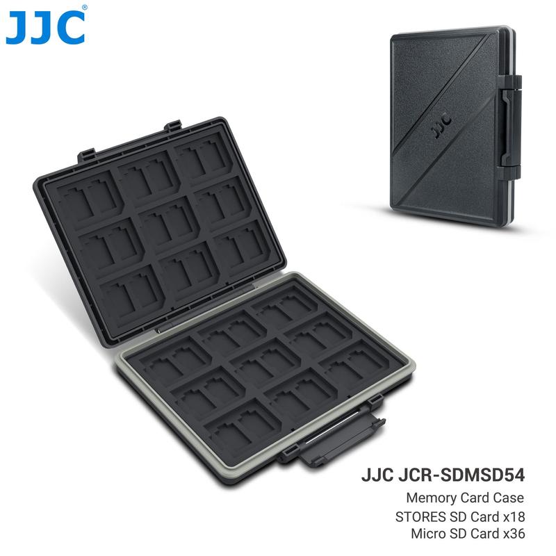 JJC 54 Slots Memory Card Hard Case for 36 Micro SD and 18 SD Cards, 1 Count Water-resistant Shockproof and Dustproof MSD TF SD Card Holder Box for Micro SD SDHC SDXC TF Card and SD SDHC SDXC