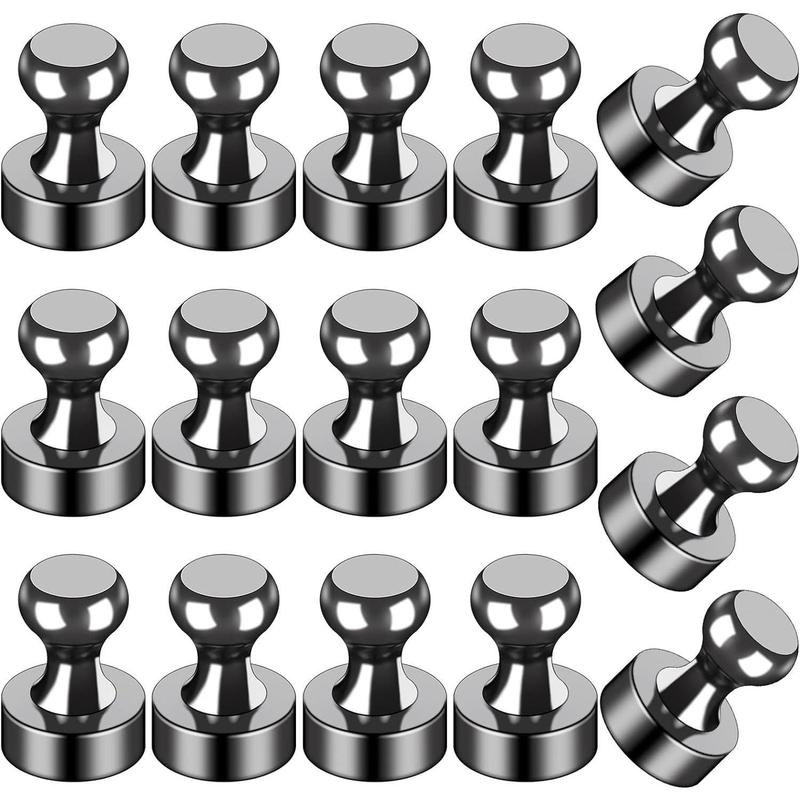 16Pcs Strong Fridge Magnets,Black Refrigerator Magnets, Push Pin Magnets,Strong Whiteboard Magnets for Locker, Map, Kitchen, Office, School, Adults Decor