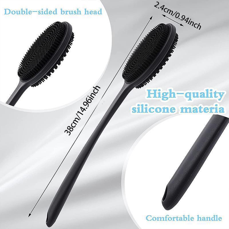 Silicone Back Massage Brush, Double-sided Body Brush with Long Handle, Manual Massage Tool for Home Bathroom, Christmas Gift