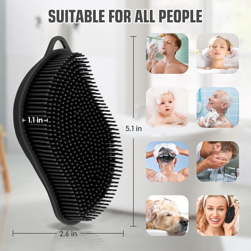 Silicone Body Scrubber Pro 2-in-1 Shower Scrubber for Body Care, Lathers Well, Silicone Loofah and Body Scrubber Exfoliator for Men and Women (Black, Body + Massage)