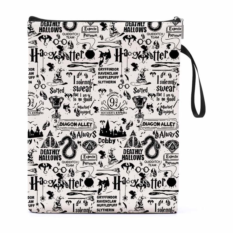 Halloween Pattern Mini File Storage Bag, 1 Count Portable Creative Book Kindle Bag,  Desk Organizer for Home Office School Outdoor