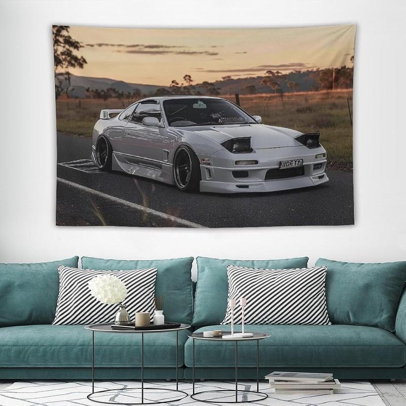 Black Friday Deals-CLiqr Car Tapestry White Jdm Car 240sx Jump Light Classic Wall Hanging Aesthetic Decoration For Bedroom Living Room Wall Art Tapestries 40