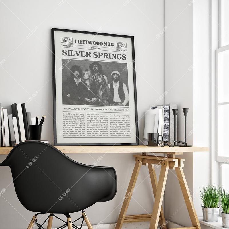 Fleetwood Mac Retro Newspaper Print, Silver Springs Poster, Silver Springs Lyric Print, Fleetwood Mac Poster, Rumours Poste No frame.