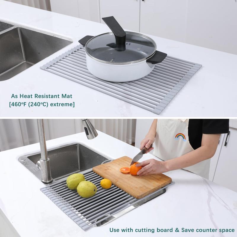 Foldable Kitchen Sink Drain Rack, 1 Count Stainless Steel Dish Drying Rack, Kitchen Sink Storage Rack, Home Organizer for Kitchen