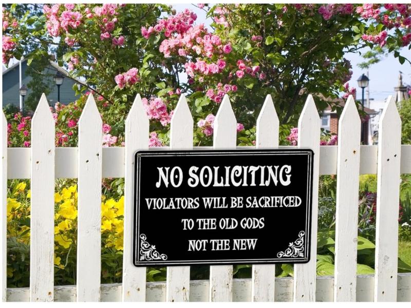 No Soliciting Sign For House Halloween Decor Funny Gothic Home Decor Goth Kitchen Decor Witchy Gifts Cool Bedroom 12x8 Inch Decoration Hanging