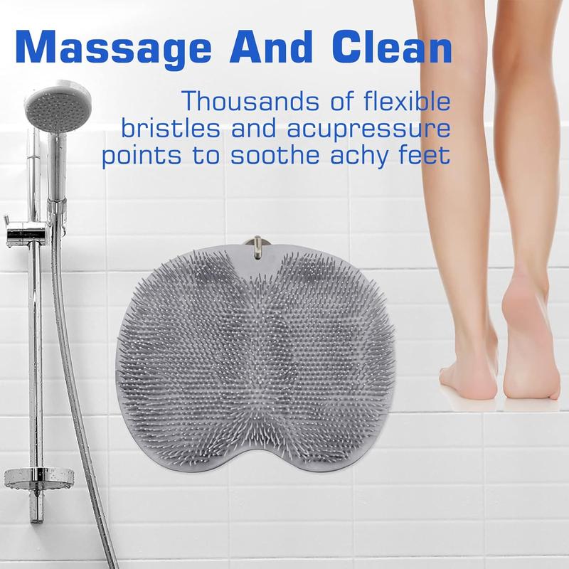 Shower Foot Scrubber Mat Back Washer Exfoliating Bath Wash Pad Wall Mounted Slip Suction Cups for Use in Cleaner Men and Women