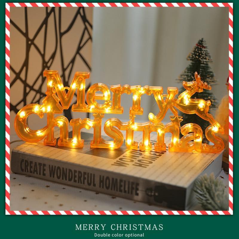 Merry Christmas Letter Design LED Light, 1 Count Battery Powered LED Light with Battery, Decorative Light for Indoor & Outdoor Christmas Party