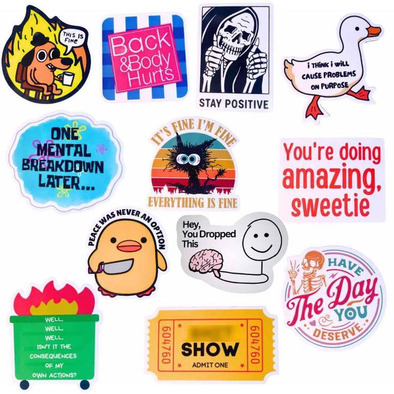 12 PC Funny Fridge Magnets - For Adults! Cute Meme, This is Dog, Duck, Word, Anime Magnets. Ideal for Office, Car Vinyl Decoration.