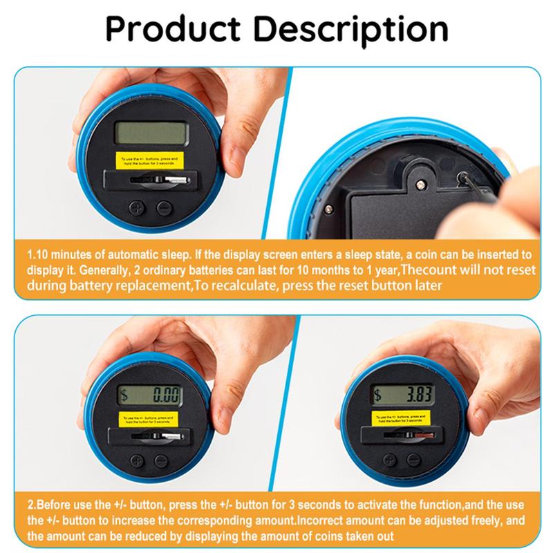 Smart Digital Piggy Banks, Electronic Counting Digital Coin Bank, Transparent Money Saving Jar, Gift Ideas (Battery Required, Battery Not Included)