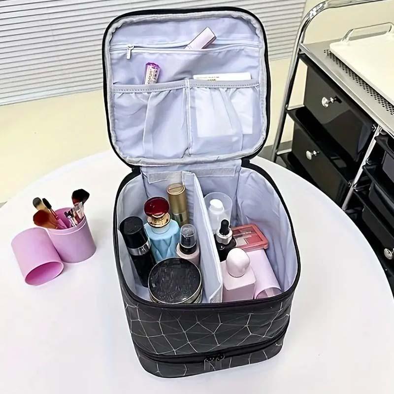 Double Layer Nail Polish Storage Bag, 1 Count Portable Zipper Storage Bag with Handle, Empty Portable Carrying Case for Home & Travel