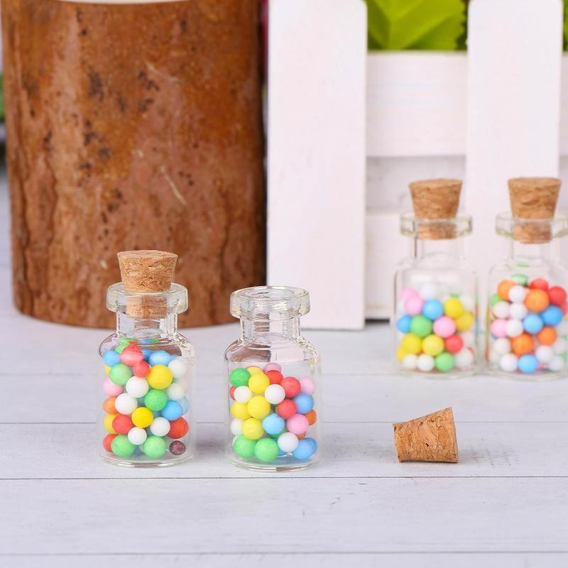 48 count 2ml Mini Glass Jars with Cork Stoppers Eye Screws Funnel,Small Glass Bottles Tiny Vials for Arts Crafts DIY Projects Wedding Party Favors