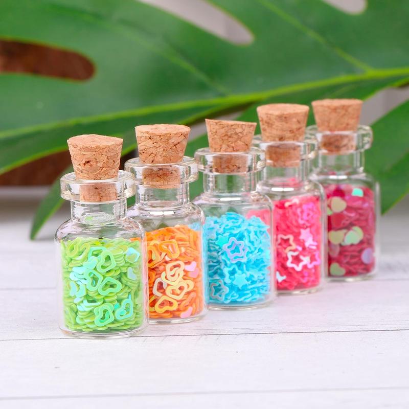 48 count 2ml Mini Glass Jars with Cork Stoppers Eye Screws Funnel,Small Glass Bottles Tiny Vials for Arts Crafts DIY Projects Wedding Party Favors