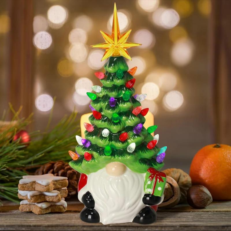 Santa Claus Design Christmas Tree Decoration, 1 Count Battery Powered Luminous Resin Ornament, Home Decor Supplies for Living Room Bedroom Dining Room(no Battery) tinsel tree