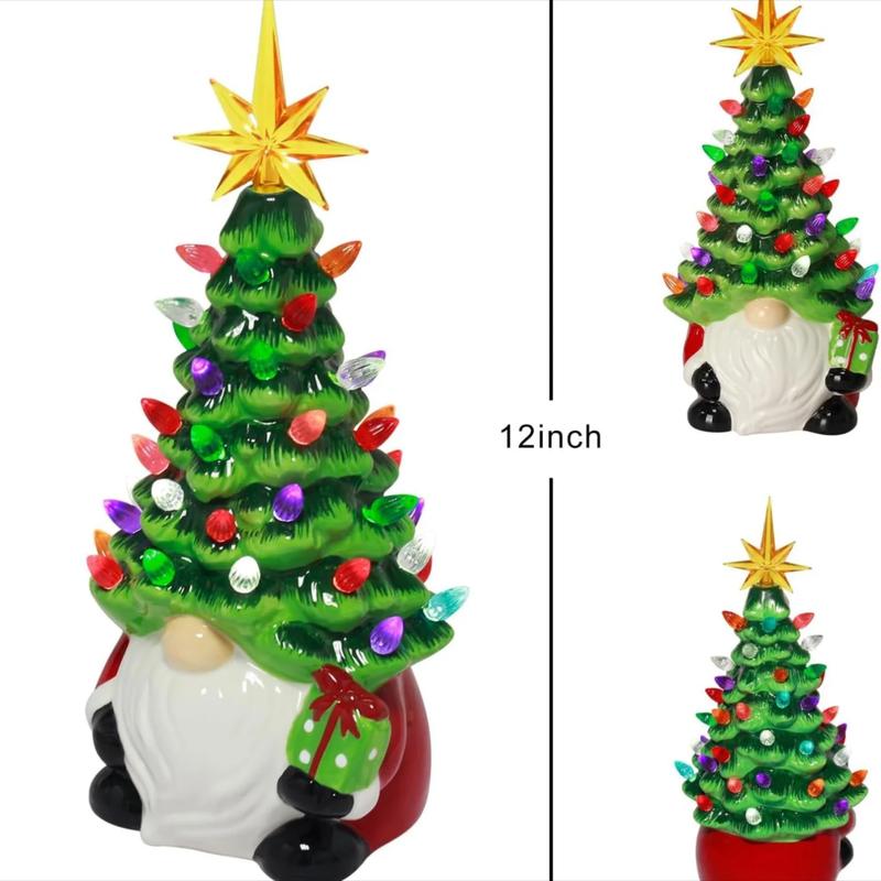 Santa Claus Design Christmas Tree Decoration, 1 Count Battery Powered Luminous Resin Ornament, Home Decor Supplies for Living Room Bedroom Dining Room(no Battery) tinsel tree