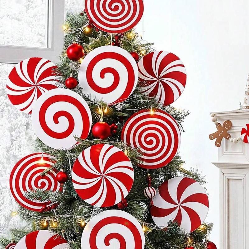 4pcs, 8pcs-Indoor Christmas Decorations Pick A Tree - Large Red And White Peppermint Lollipop Pick A Tree Pick A Tree Pick A Christmas Decoration, Cute Candy Pick A Flower Decoration For Home Office Christmas Party Vase Decoration.