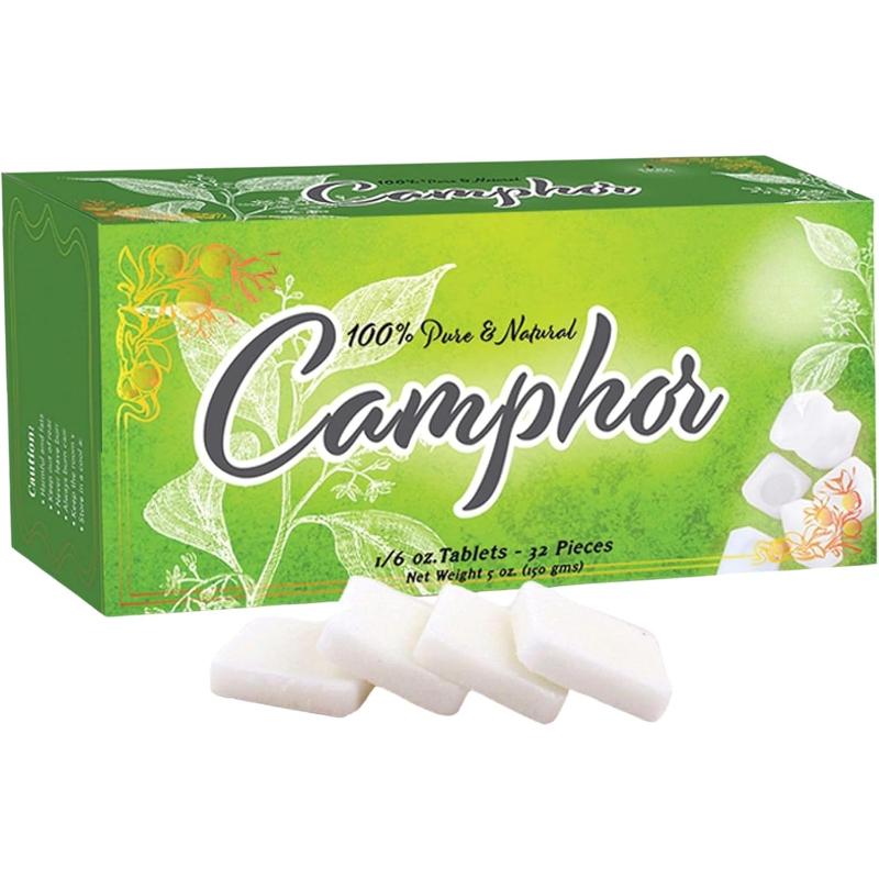 Natural Camphor Blocks - Camphor Tablets (150 Gram, 32 Tablets) for Aromatherapy, Odor Elimination, Puja - Alcanfor en Bloques, Alcanfor Tablets, Alcanfor en Bolitas, Kapoor for Pooja