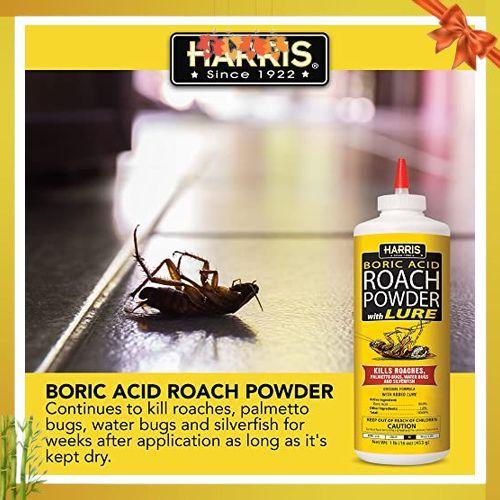 HARRIS Boric Acid Roach and Silverfish Killer Powder w Lure for Insects (16oz)