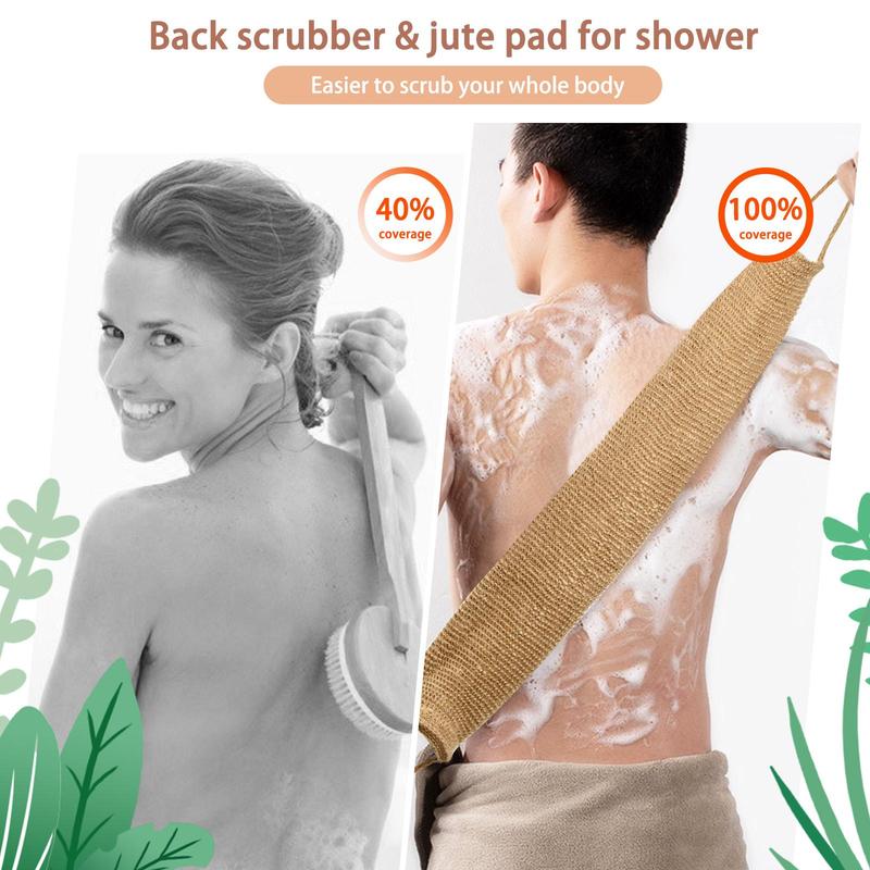 Back Scrubber Set, 2 Counts Back Scrubber  Body Exfoliating Glove & Strap, Body Cleaning Gloves Set for Home Hotel Salon Bathroom Vacation