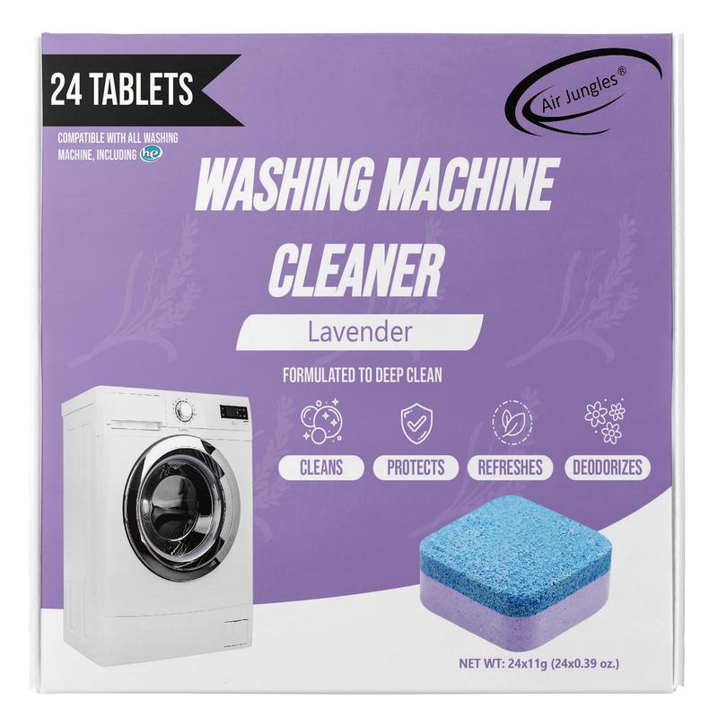 Air Jungles Washing Machine Cleaner Tablets 24 Count, Deep Cleaning Laundry Drum and Tub, 12 Month Supply