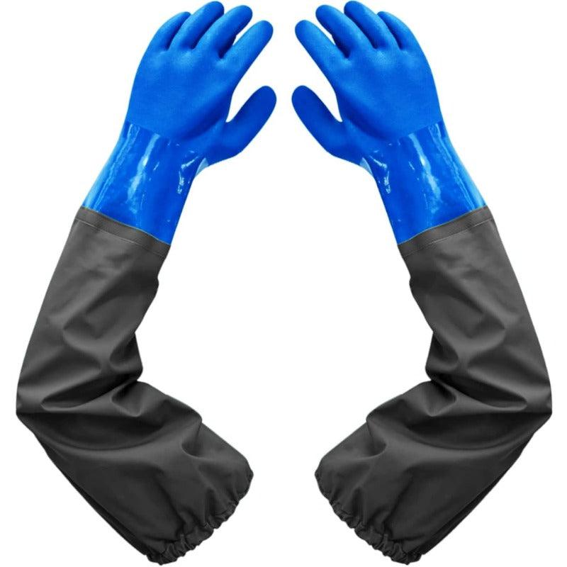 Rubber Gloves Elbow Length Resistant Gloves with Cotton Lining Waterproof Gloves, 25 inches, Large