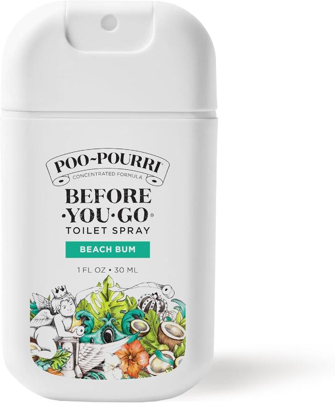 Poo-Pourri Before-You-Go Toilet Spray, Beach Bum, Coconut Orchid Toasted Praline Scented , 1 Fl Oz Travel Size Bowl Fragrance Freshener