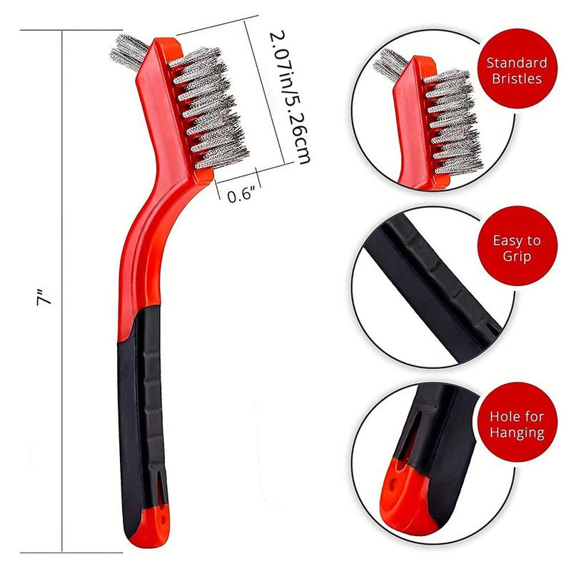 3pcs Stainless Steel Wire Brush, Double Head Gap Cleaning Brush, Household Cleaning Tool