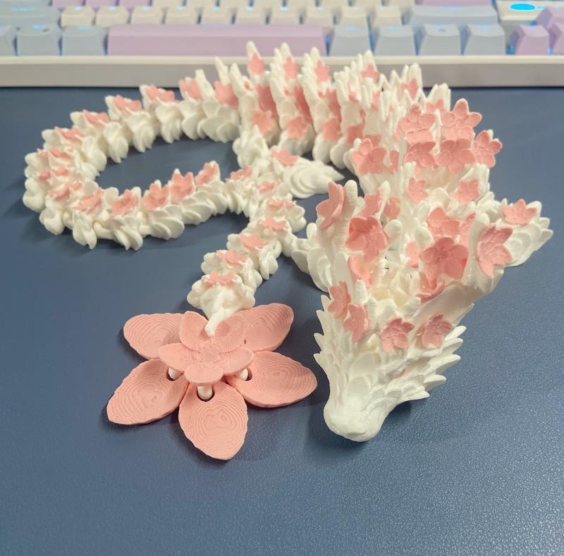 Cherry Blossom Dragon 3D Printed Decor Figurine