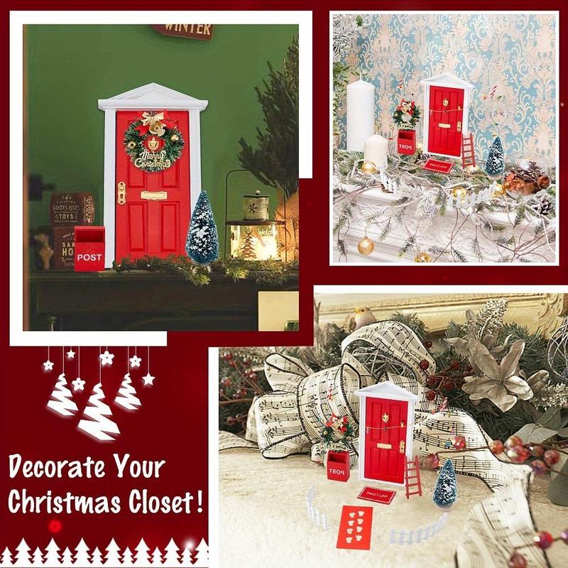 Christmas Elf Door Decorations, 20pcs set Fairy Door & Tree & Shoes & Other Accessories, Festive & Party Supplies for Home Decor