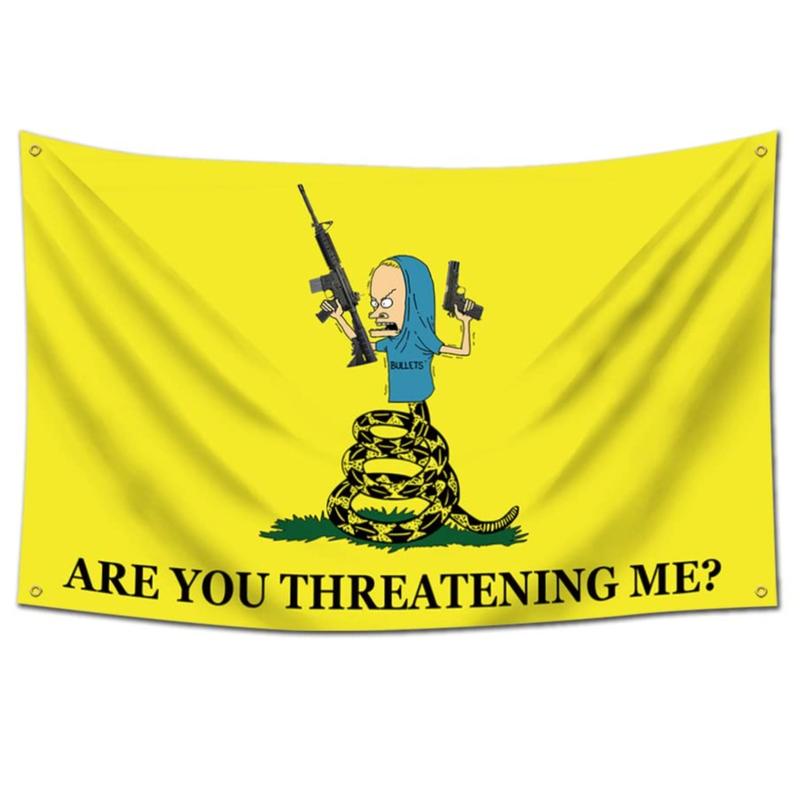 Are You Threatening Me Flag banner 3x5 Feet Banner,Funny Poster UV Resistance Fading & Durable Man Cave Wall Flag with 4 Brass Grommets for College Dorm Room Decor