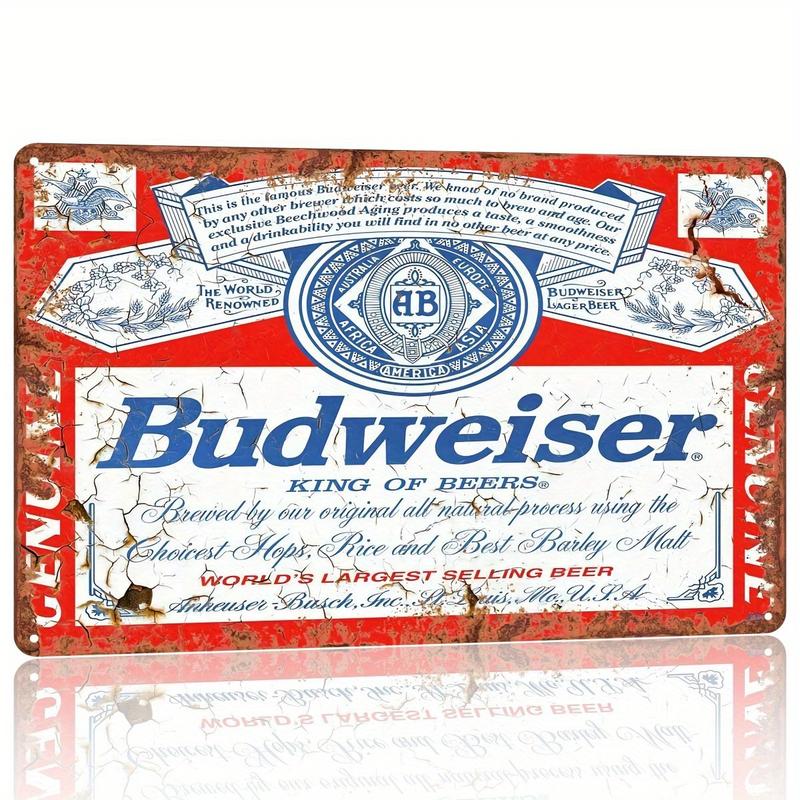 1count Vintage-Style Budweiser King of Beers Retro Tin Sign - Unique Home, Office, or Bar Decor with Rustic Charm - Perfect Gift Idea for Beer Enthusiasts - 8x12 Inches Eid Al-Adha Mubarak