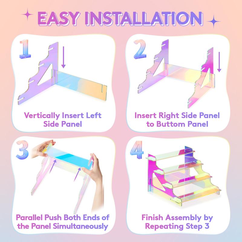 Lifewit 4 Tier Iridescent Acrylic Display Stand for Perfumes, Fragrances,Cologne, Figures, Cupcake, Dessert, Decor fragrance stand Racks