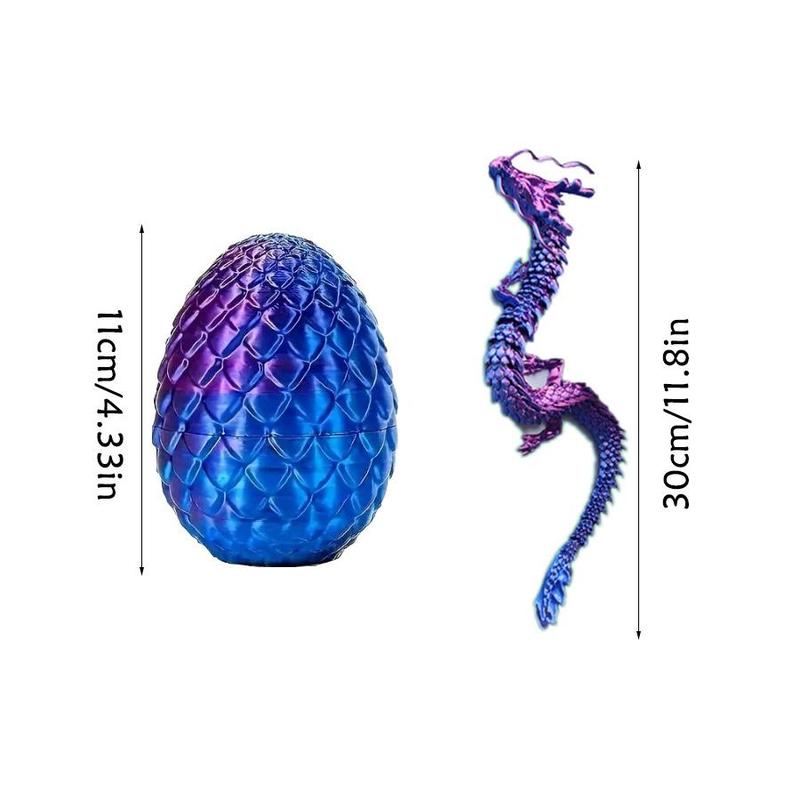 3D Printed Dragon Egg & Dragon Ornament, 2 Counts set Creative Desktop Decoration, Home Decor for Living Room Bedroom Office