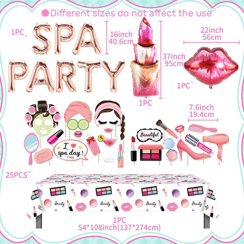 Spa Party Balloon Set, 13pcs set Pajama Party Balloon, Party Balloons, Party Decorations for Spa Party Makeup Party Salon Party