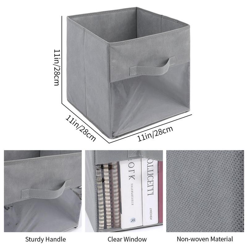 Clothes Storage Box, 1 4 Counts Foldable Square Storage Box with Handle, Large Capacity Wardrobe Drawer Clothes Pants Storage Box