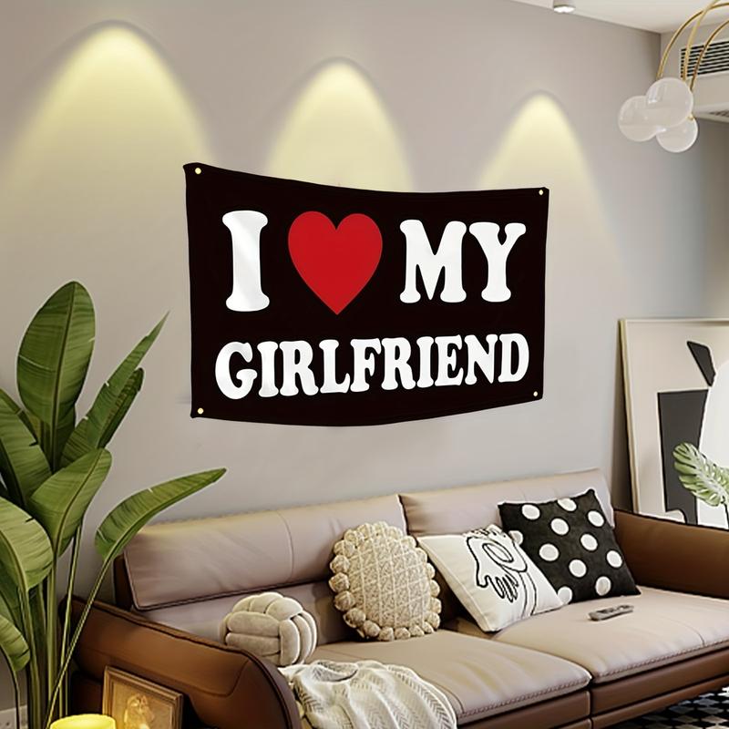 Christmas Gift -I Love My Girlfriend Flag Funny Tapestry Flags Dorm Wall Decorations Banner Girlfriend's Birthday Valentine's Day Gifts tapestry wall