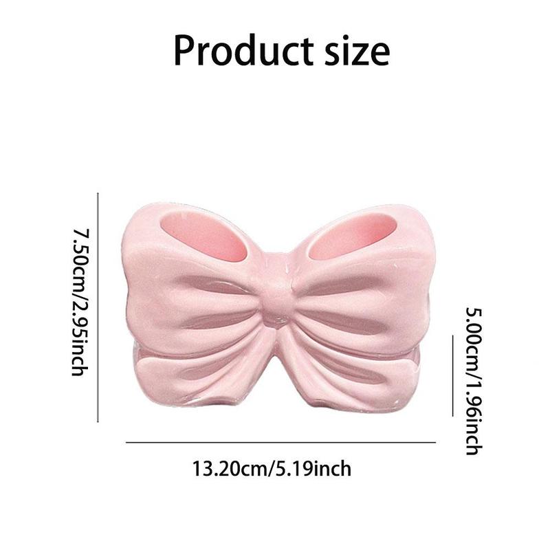 Bowknot Design Toothbrush Holder, 1 Count Ceramic Toothbrush Storage Rack, Bathroom Supplies for Home Hotel Salon Dormitory