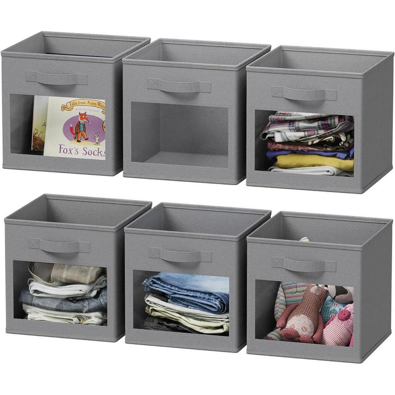 Clothes Storage Box, 1 4 Counts Foldable Square Storage Box with Handle, Large Capacity Wardrobe Drawer Clothes Pants Storage Box