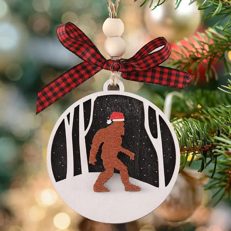 Sasquatch Design Hanging Ornament, 1 Count 3D Wooden Christmas Tree Decor, Holiday Decoration, Home Decor, Party Supplies