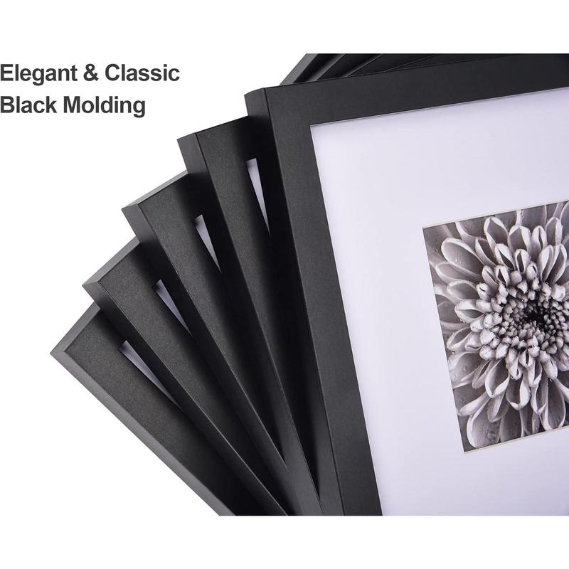 Yaetm 12x12 Picture Frames Black Set of 9, Square Photo Frame Displays 8x8 with Mat or 12x12 without Mat, Gallery Wall Frame Set for Wall Hanging