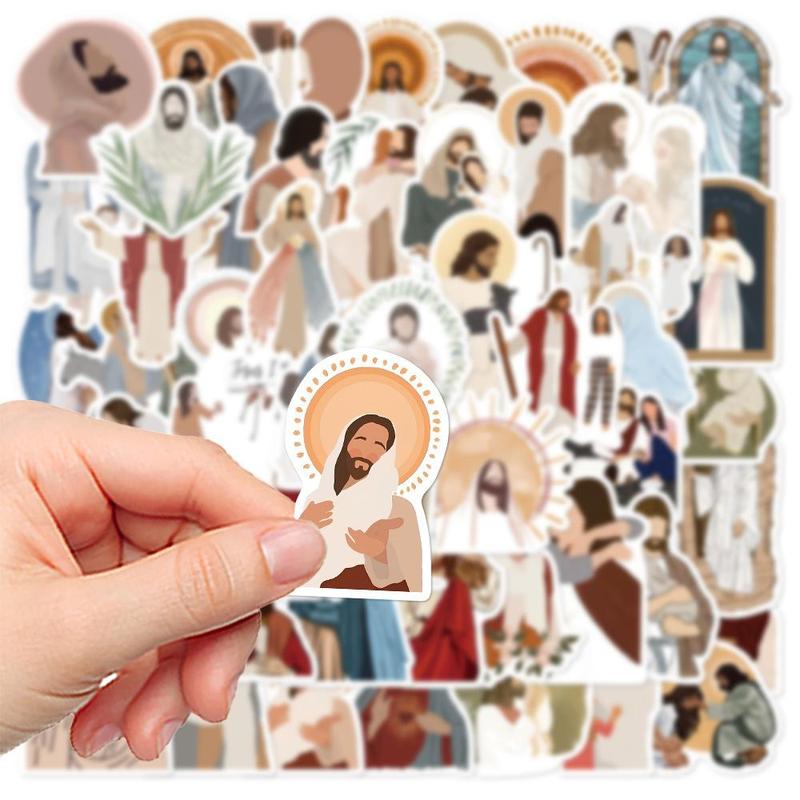 Jesus Series Sticker, 50pcs Figure Series Decorative Sticker with Box, DIY Decals for Water Bottle, Laptop, Phone Case, Scrapbooking, Journal Making