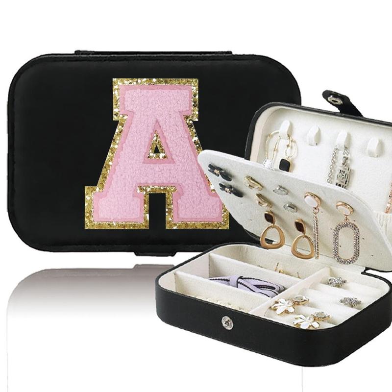 Letter Pattern Jewelry Storage Box, 1 Count Jewelry Organizer, Versatile Organizer for Rings, Earrings, Necklaces, and Small Objects