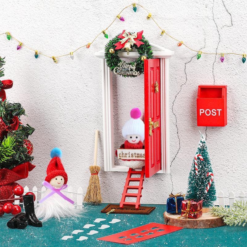 Christmas Elf Door Decorations, 20pcs set Fairy Door & Tree & Shoes & Other Accessories, Festive & Party Supplies for Home Decor