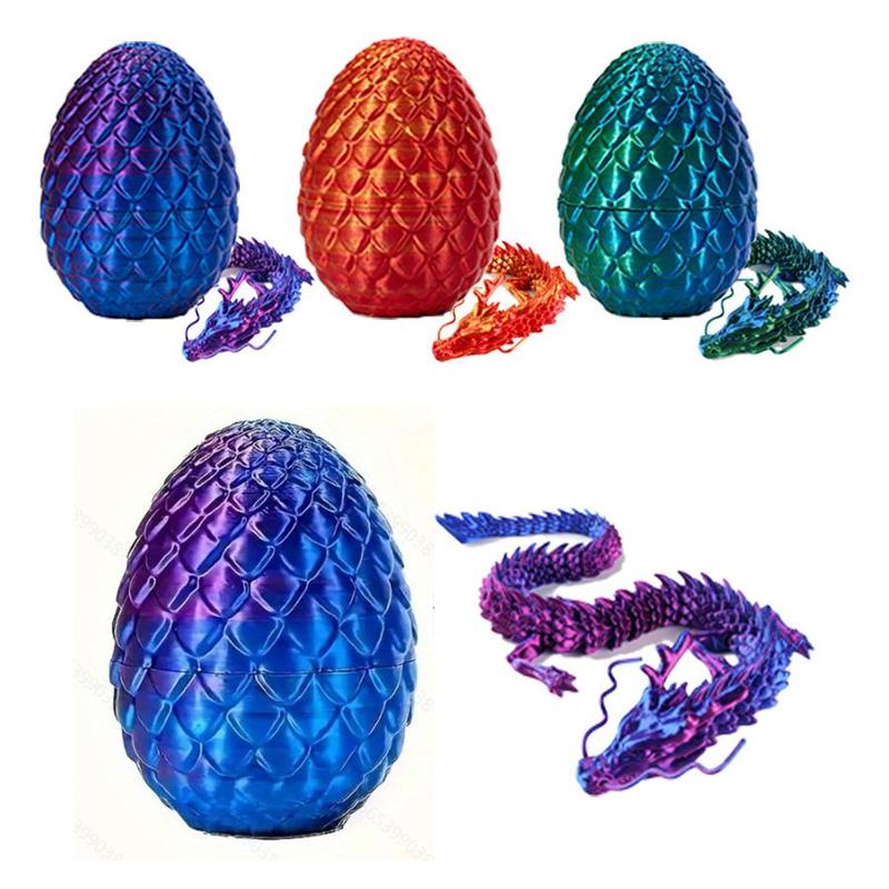 3D Printed Dragon Egg & Dragon Ornament, 2 Counts set Creative Desktop Decoration, Home Decor for Living Room Bedroom Office