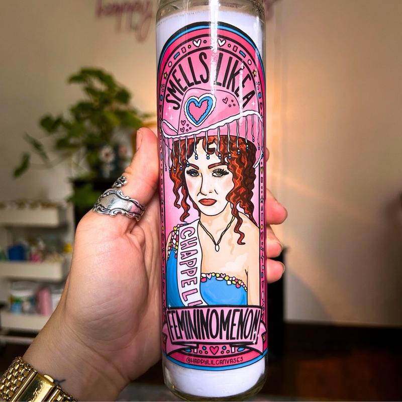 chappell roan prayer candle - femininomenon art  pink pony club gift - home decor